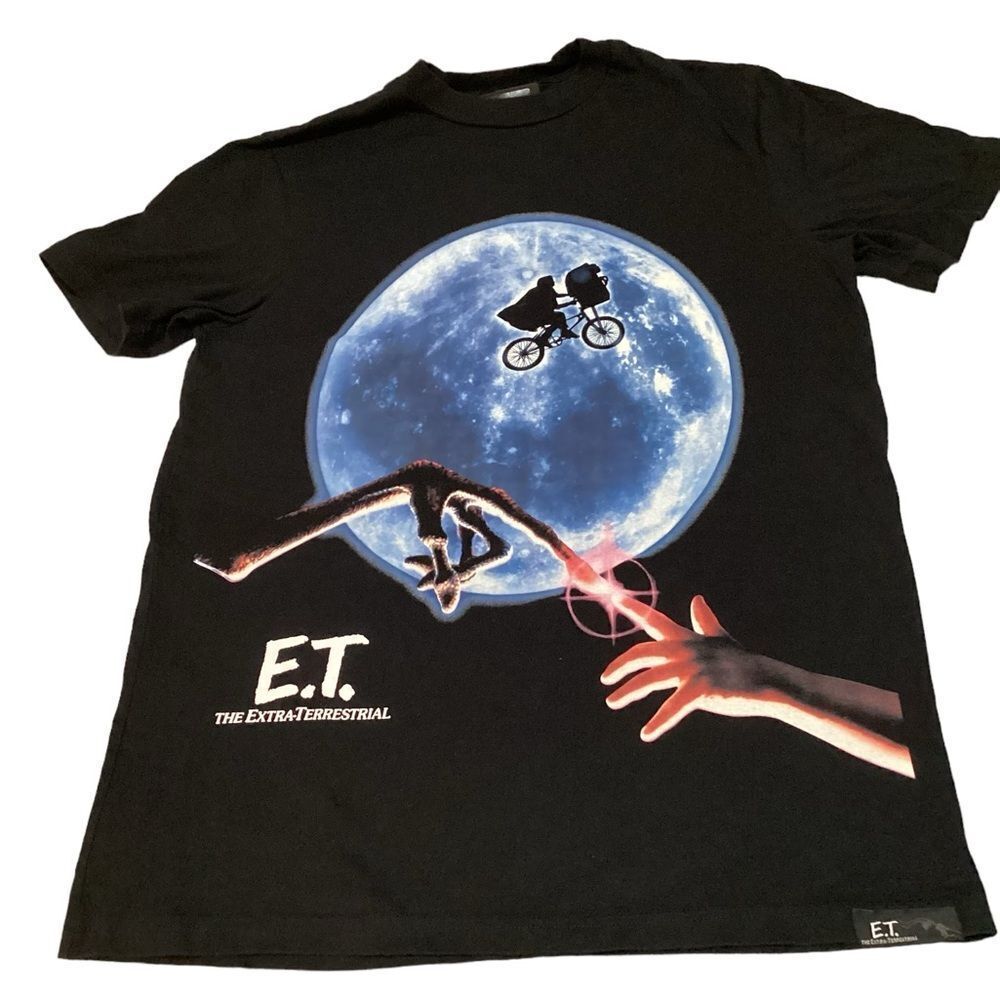 Universal Studios‎ E.T. Classic Movie Scene Graphic Tee Blk Vintage Look SzM Y2K